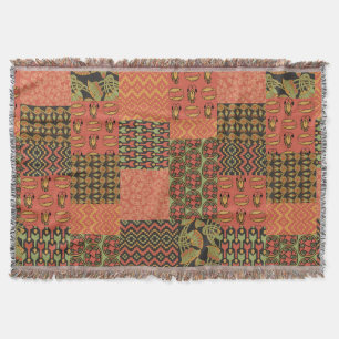 Couverture Rouge vert noir égyptien Faux Patchwork