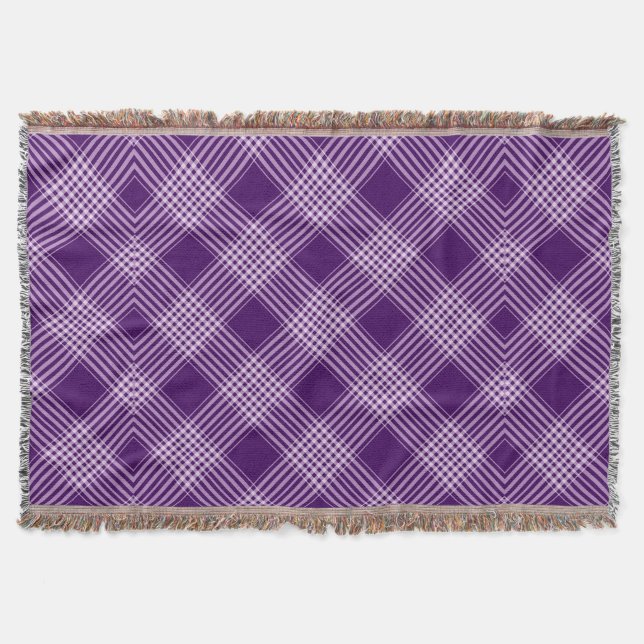 Couverture Royal Purple Et Blanc Plaid (Devant)