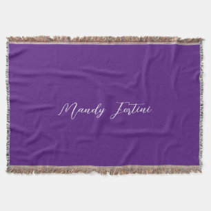 Couverture Royal Purple Plain Élégante Calligraphie minimalis