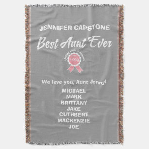 Couverture Ruban rose de la meilleure tante personnalisable