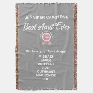 Couverture Ruban rose de la meilleure tante personnalisable