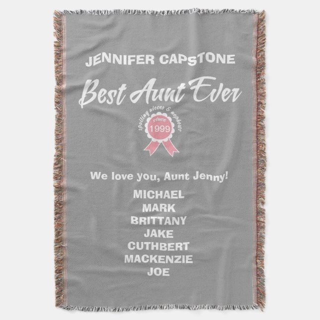 Couverture Ruban rose de la meilleure tante personnalisable (devant Vertical)