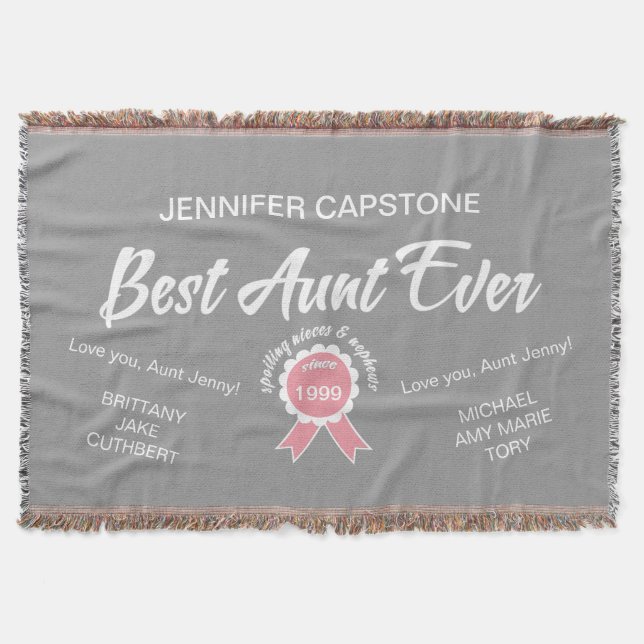 Couverture Ruban rose de la meilleure tante personnalisable (Devant)