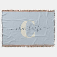 Rustique Bleu clair Nom personnalisé Monogramme