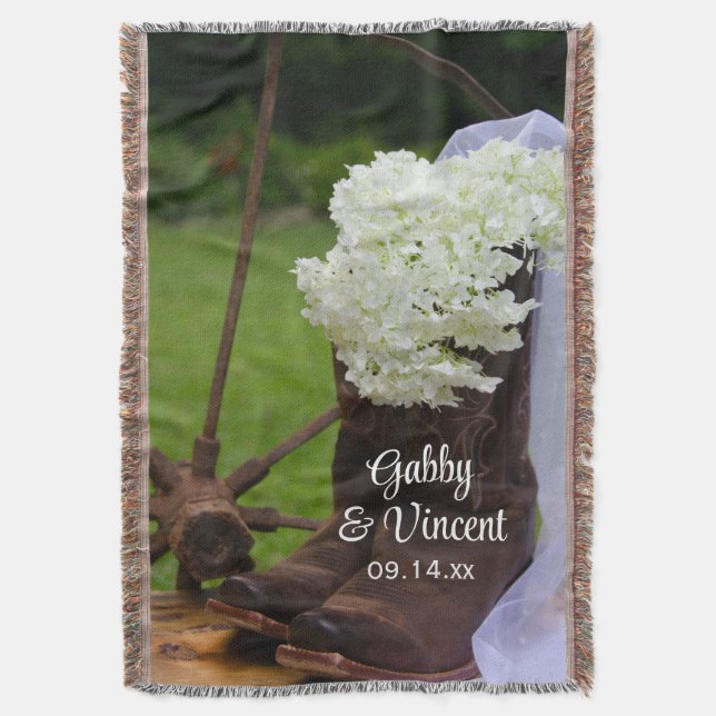 Couverture Rustique Hydrangea et Bottes de cowboy Mariage occ (devant Vertical)