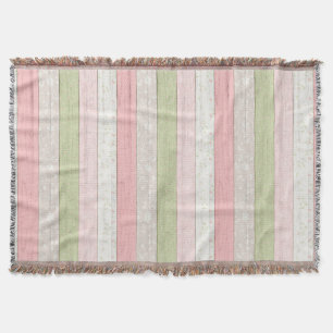 Couverture Sage rustique Motif vert et rose Floral Bois