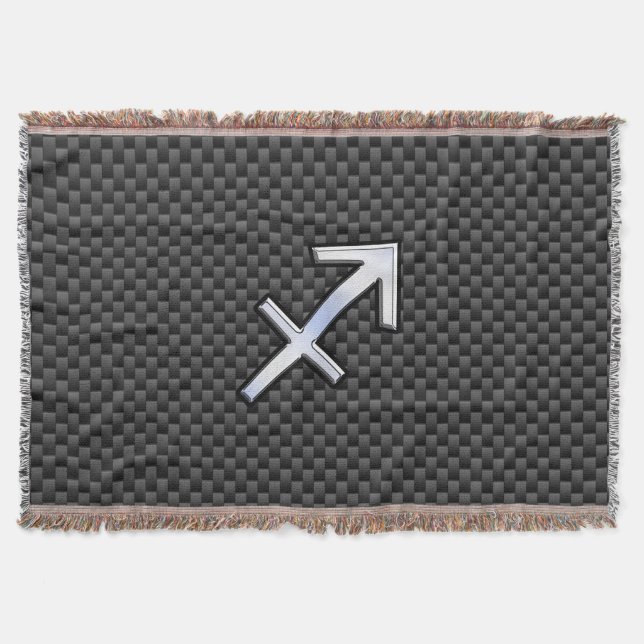 Couverture Sagittarius signe Zodiac Noir en fibre de carbone (Devant)