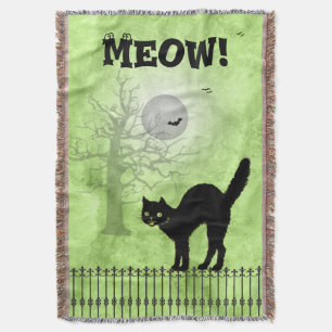 Couverture Scène d'impression verte du chat noir d'Halloween