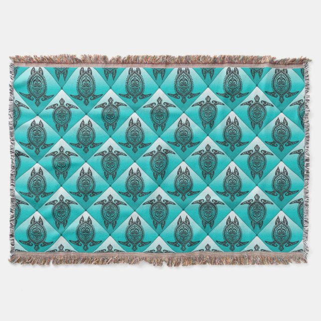 Couverture Shamanic Tortues de mer Motif - cyan (Devant)