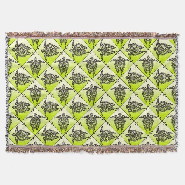 Couverture Shamanic Tortues de mer Motif - vert (Devant)