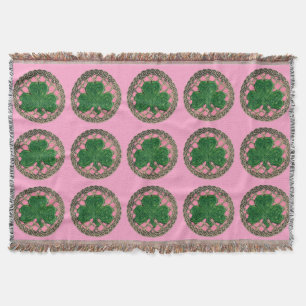 Couverture Shamrock Rose sur noeuds celtiques Jeter la couver