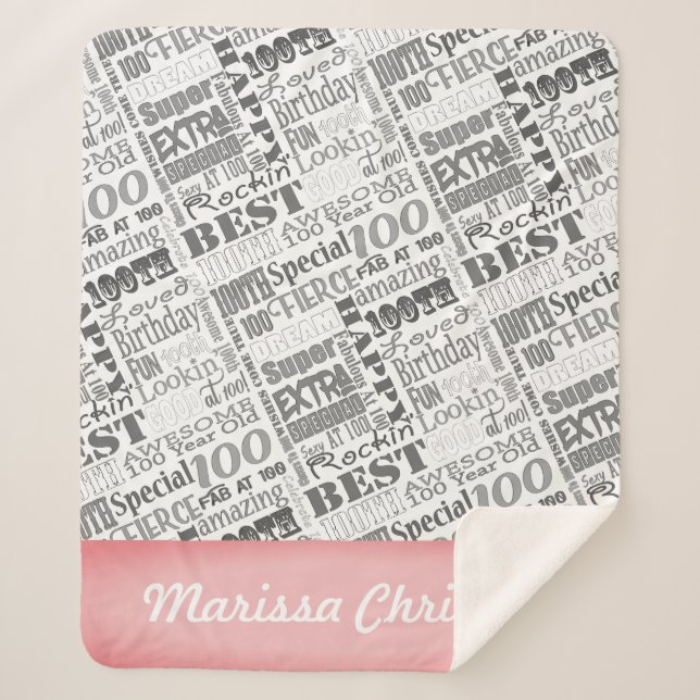 Couverture Sherpa 100e fête d'anniversaire Spécial Monogramme person (Devant)