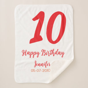 Couverture Sherpa 10e anniversaire ajouter nom date année rouge modè