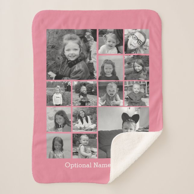 Couverture Sherpa 14 Photo Collage - rose pâle ajouter vos photos (Devant)