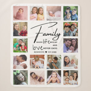 Couverture Sherpa 16 Photo Collage Nom de famille Citation noir et b