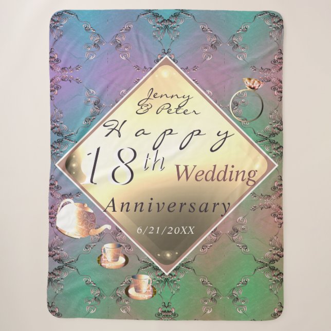 Couverture Sherpa 18e anniversaire du Mariage couleur Acquamarine (Devant)