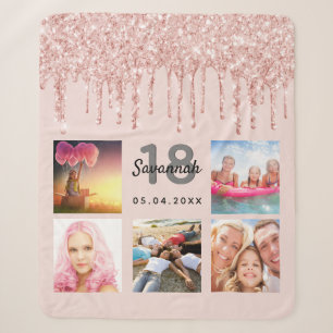 Couverture Sherpa 18e anniversaire photo rose or rose pâle