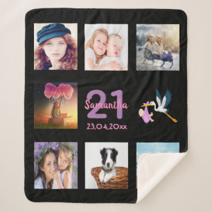 Couverture Sherpa 21e anniversaire noir photo nom collage