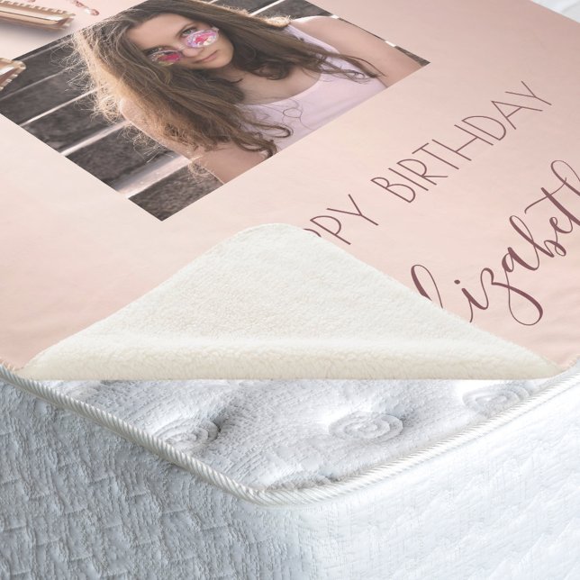 Couverture Sherpa 21e anniversaire photo blush rose rose or parties  (Créateur téléchargé)
