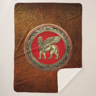 Couverture Sherpa [220] Lion assyrien ailli - Lamassu d'or