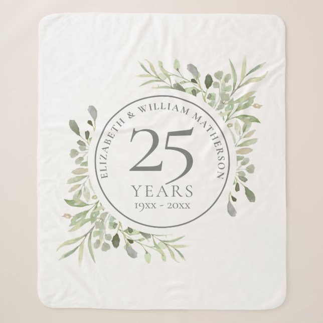 Couverture Sherpa 25e anniversaire Mariage d'argent verdure (Devant)
