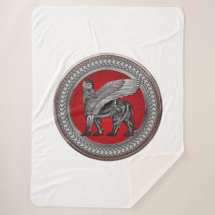 Couverture Sherpa [300] Lion ailé assyrien : Argent et Lamassu noir
