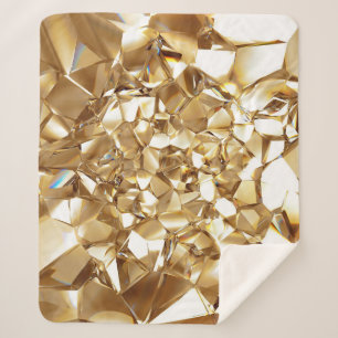 Couverture Sherpa 3D abstraite texture or cristal.