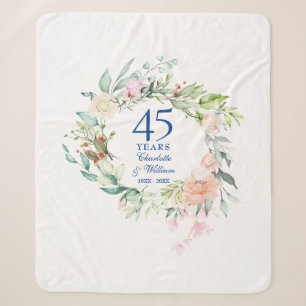 Couverture Sherpa 45e 65e anniversaire du Mariage Garland floral