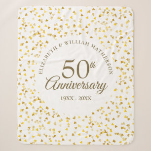Couverture Sherpa 50e anniversaire de Mariage Gold Love Hearts Confe