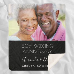 Couverture Sherpa 50e anniversaire de mariage photo noir élégant