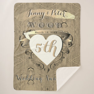 Couverture Sherpa 5e anniversaire du Mariage de bois Sherpa Blanket