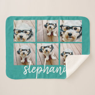 Couverture Sherpa 6 Photo Collage Script Blanc Nom manuscrit turquoi