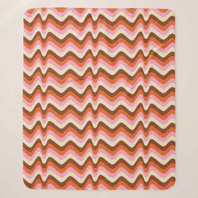 Couverture Sherpa 70s retro brown and pink wave pattern  (Devant)