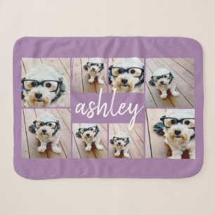Couverture Sherpa 8 Collage de photos et nom manuscrit violet