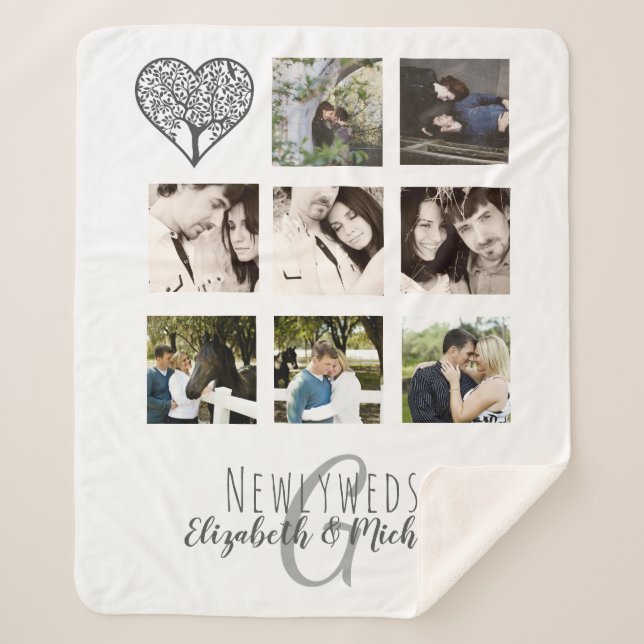 Couverture Sherpa 8 x PHOTO COLLAGE Newlywed Personalized WEDDING (Devant)