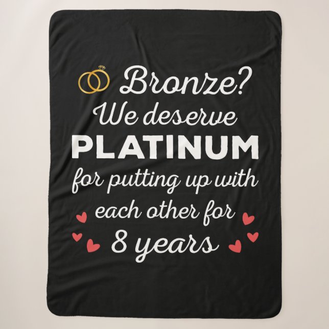 Couverture Sherpa 8ème anniversaire Mariage I - Bronze Funny Couple (Devant)