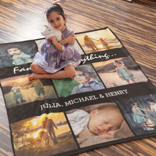 Couverture Sherpa 9 Collage Photo Texte personnalisé La famille est