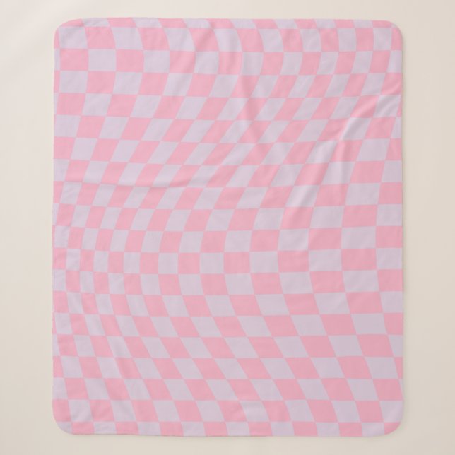 Couverture Sherpa à damiers Motif Lilac Pink Check Checkerboard (Devant)