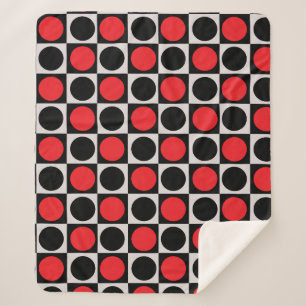 Couverture Sherpa à damiers Pois géométriques du cercle rouge rouge