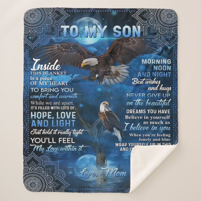 Couverture Sherpa À Mon Fils Cadeau Anniversaire, Cadeau À Mon Bébé  (Devant)