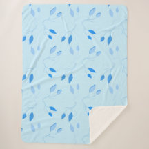 Couverture Sherpa à motif de feuilles bleues botan