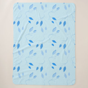 Couverture Sherpa à motif de feuilles bleues botan