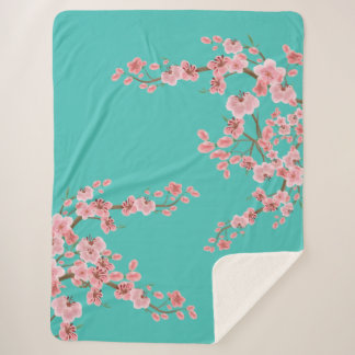 Couverture sherpa à motif de fleurs de cerisier aq