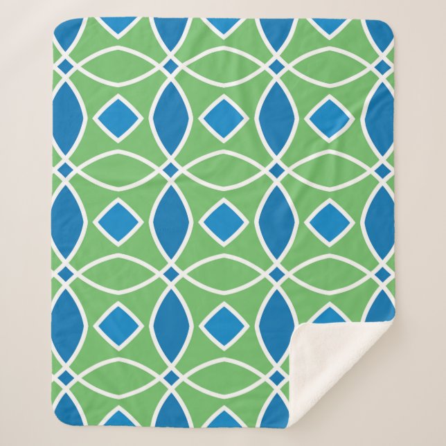 Couverture Sherpa Abstract Retro Geometric seamless pattern with tri (Devant)