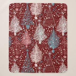 Couverture Sherpa Abstrait Noël Arbres Motif 3