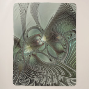 Couverture Sherpa Abstrait Olive Sage Green Grey Fractal Art Imagina