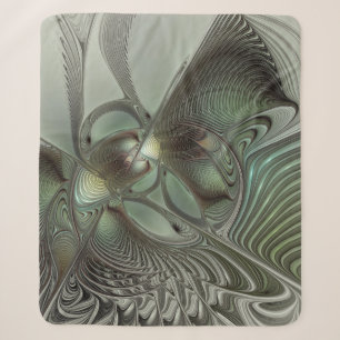 Couverture Sherpa Abstrait Olive Sage Green Grey Fractal Art Imagina