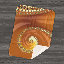 Couverture Sherpa Abstrait or Orange Dégradé Spiral Fractal
