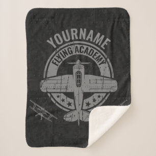 Couverture Sherpa Académie de pilotage d'avion Vintage personnalisée