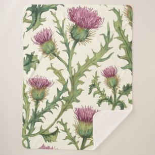 Couverture Sherpa Accent Fleur sauvage de chardon botanique